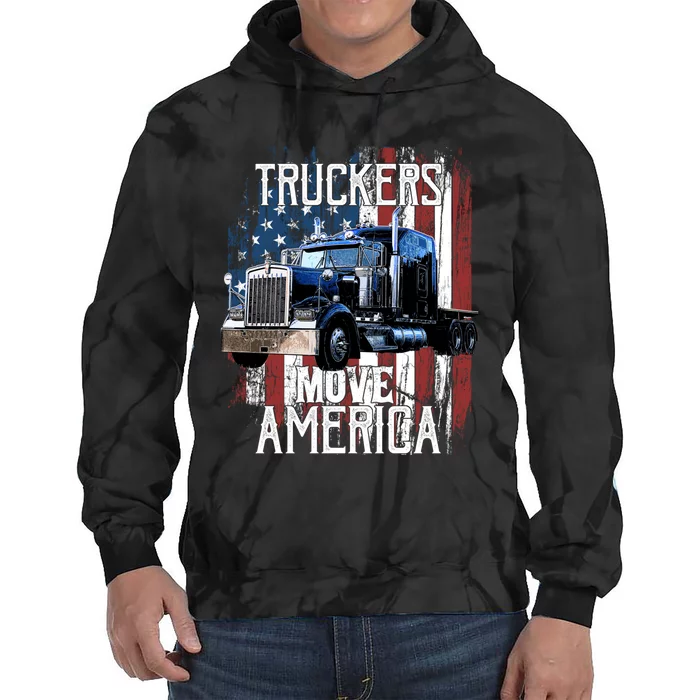 Trucker American Flag Truck Driver Gift Tie Dye Hoodie