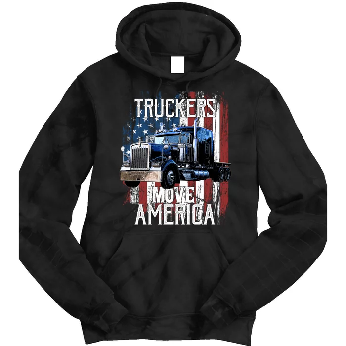 Trucker American Flag Truck Driver Gift Tie Dye Hoodie