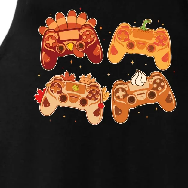 Thanksgiving Autumn Fall Video Game Controllers Ladies Tri-Blend Wicking Tank