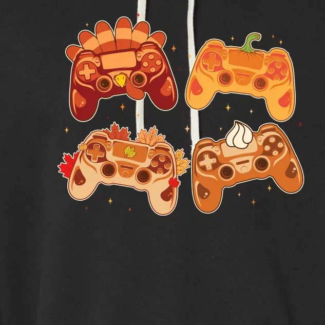 Thanksgiving Autumn Fall Video Game Controllers Garment-Dyed Fleece Hoodie