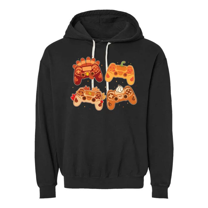 Thanksgiving Autumn Fall Video Game Controllers Garment-Dyed Fleece Hoodie