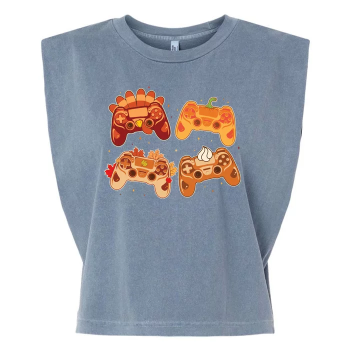 Thanksgiving Autumn Fall Video Game Controllers Garment-Dyed Women's Muscle Tee