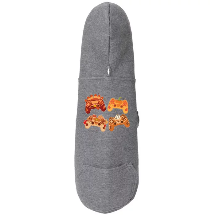 Thanksgiving Autumn Fall Video Game Controllers Doggie 3-End Fleece Hoodie