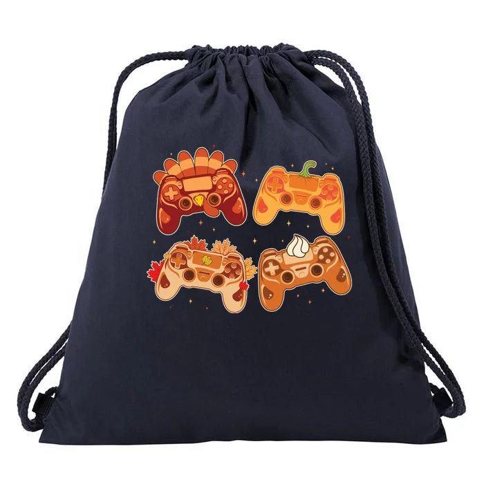 Thanksgiving Autumn Fall Video Game Controllers Drawstring Bag