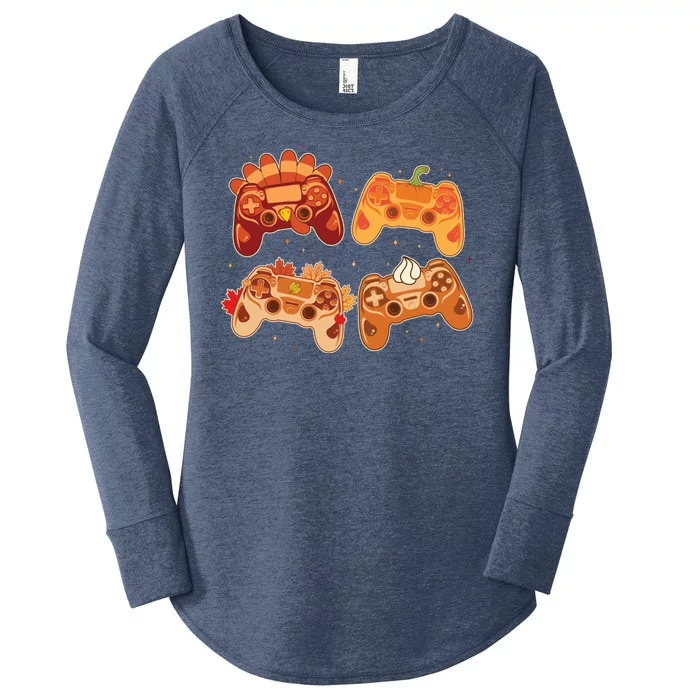 Thanksgiving Autumn Fall Video Game Controllers Women's Perfect Tri Tunic Long Sleeve Shirt