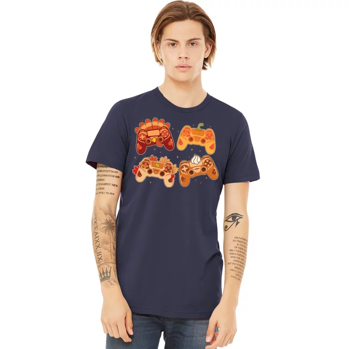 Thanksgiving Autumn Fall Video Game Controllers Premium T-Shirt