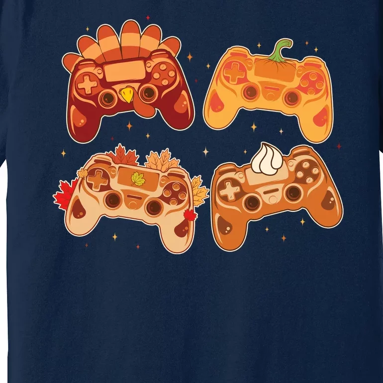 Thanksgiving Autumn Fall Video Game Controllers Premium T-Shirt