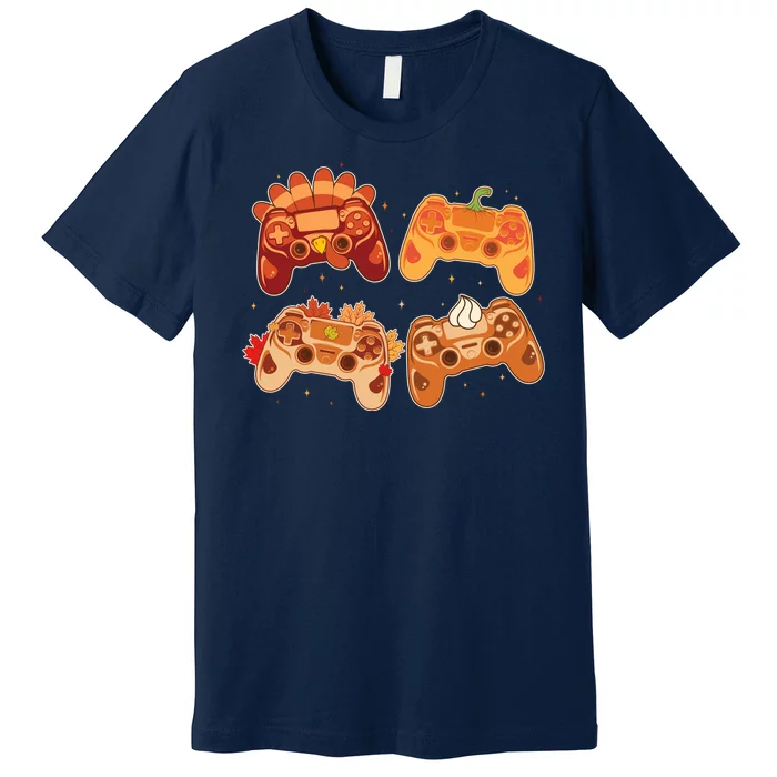 Thanksgiving Autumn Fall Video Game Controllers Premium T-Shirt