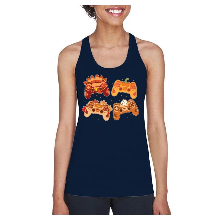 Thanksgiving Autumn Fall Video Game Controllers Women's Racerback Tank