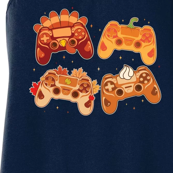 Thanksgiving Autumn Fall Video Game Controllers Women's Racerback Tank