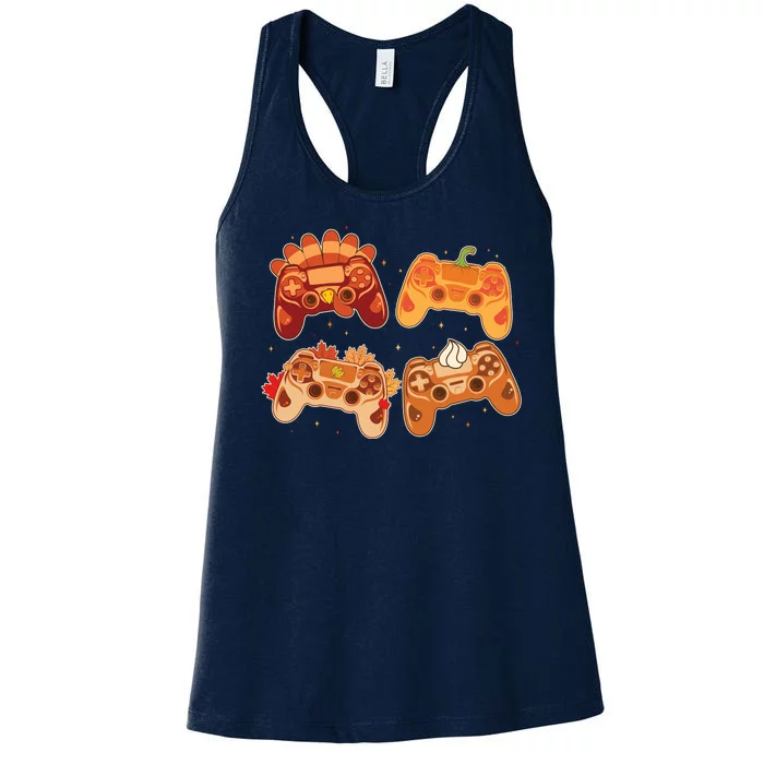 Thanksgiving Autumn Fall Video Game Controllers Women's Racerback Tank