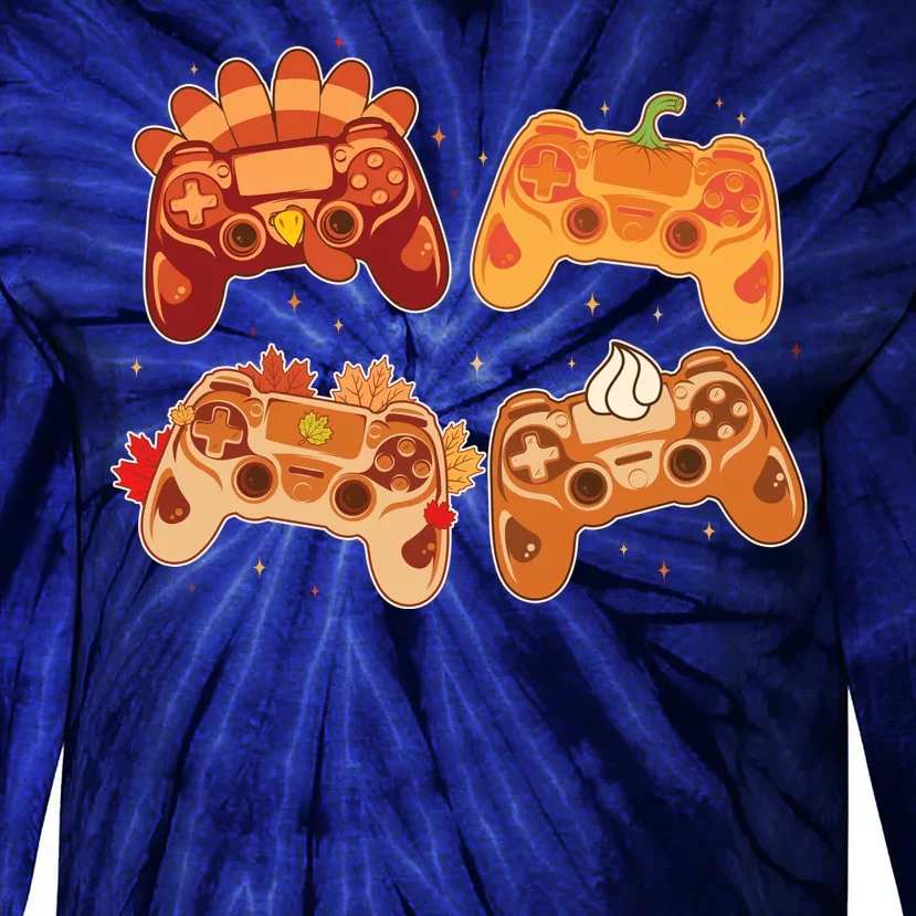 Thanksgiving Autumn Fall Video Game Controllers Tie-Dye Long Sleeve Shirt