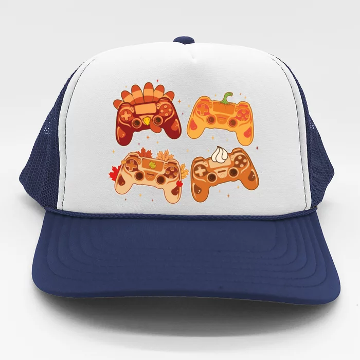 Thanksgiving Autumn Fall Video Game Controllers Trucker Hat