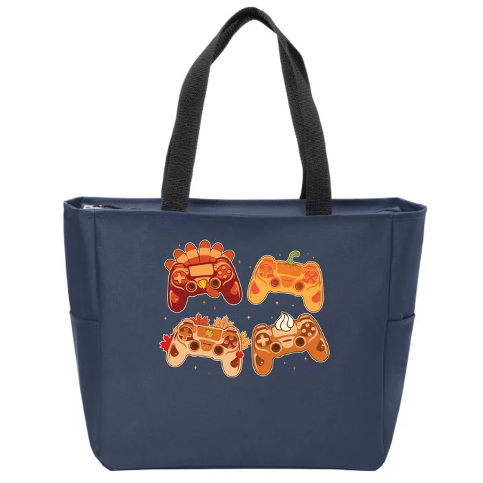 Thanksgiving Autumn Fall Video Game Controllers Zip Tote Bag