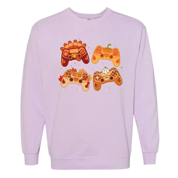 Thanksgiving Autumn Fall Video Game Controllers Garment-Dyed Sweatshirt