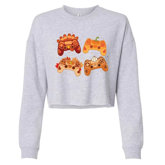 Thanksgiving Autumn Fall Video Game Controllers Cropped Pullover Crew