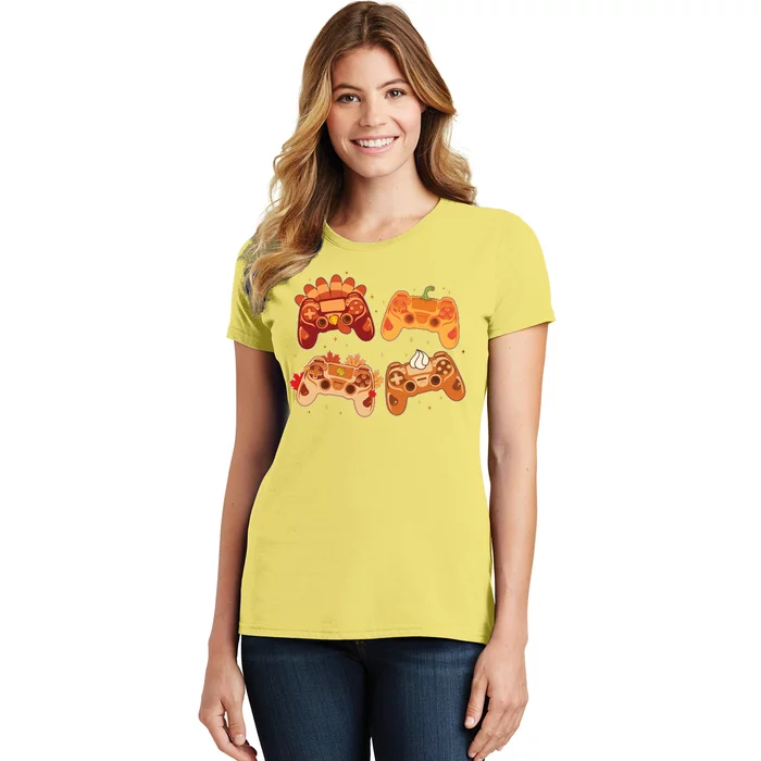 Thanksgiving Autumn Fall Video Game Controllers Women's T-Shirt