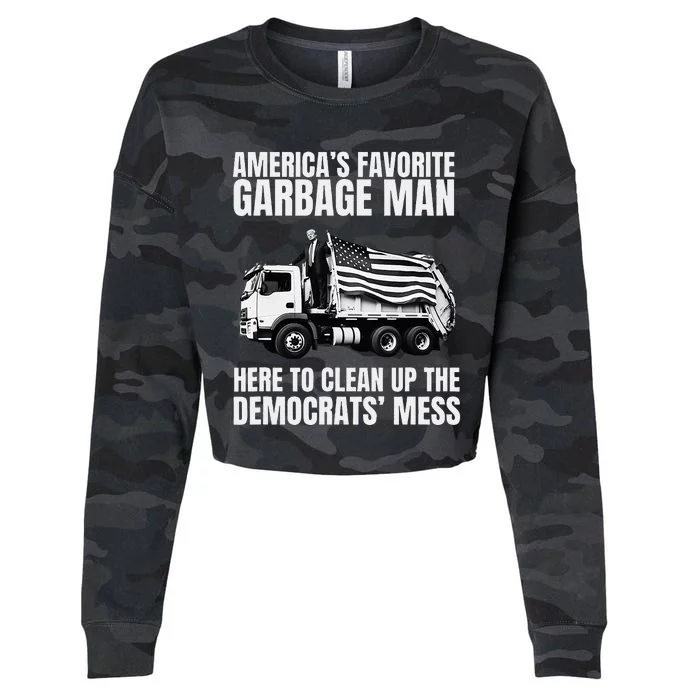 Trump AmericaS Favorite Garbage Man Trash Truck Photo Maga Cropped Pullover Crew