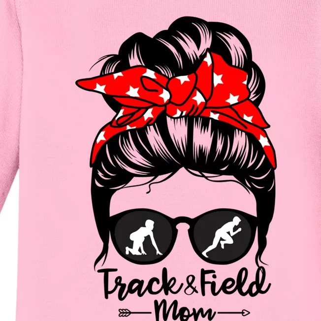 Track And Field Athlete Messy Bun Hair Funny Runner Athlete Gift Baby Long Sleeve Bodysuit