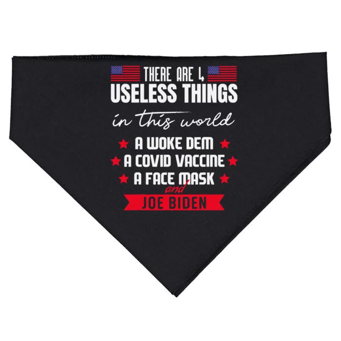 There Are Four Useless Things In This World Sarcastic Biden USA-Made Doggie Bandana