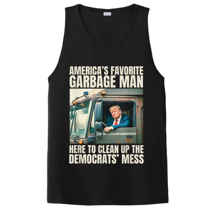 Trump AmericaS Favorite Garbage Man Trump In Trash Truck Performance Tank