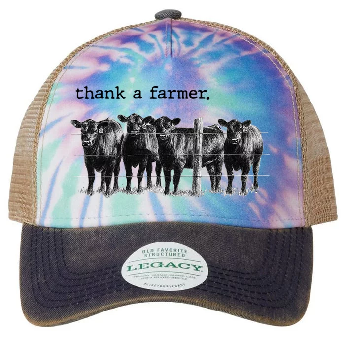 Thank A Farmer Cow Lover Heifer Lover Agriculture Outfit Great Gift Legacy Tie Dye Trucker Hat