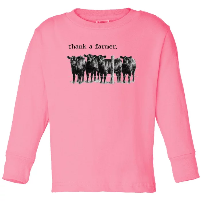 Thank A Farmer Cow Lover Heifer Lover Agriculture Outfit Great Gift Toddler Long Sleeve Shirt