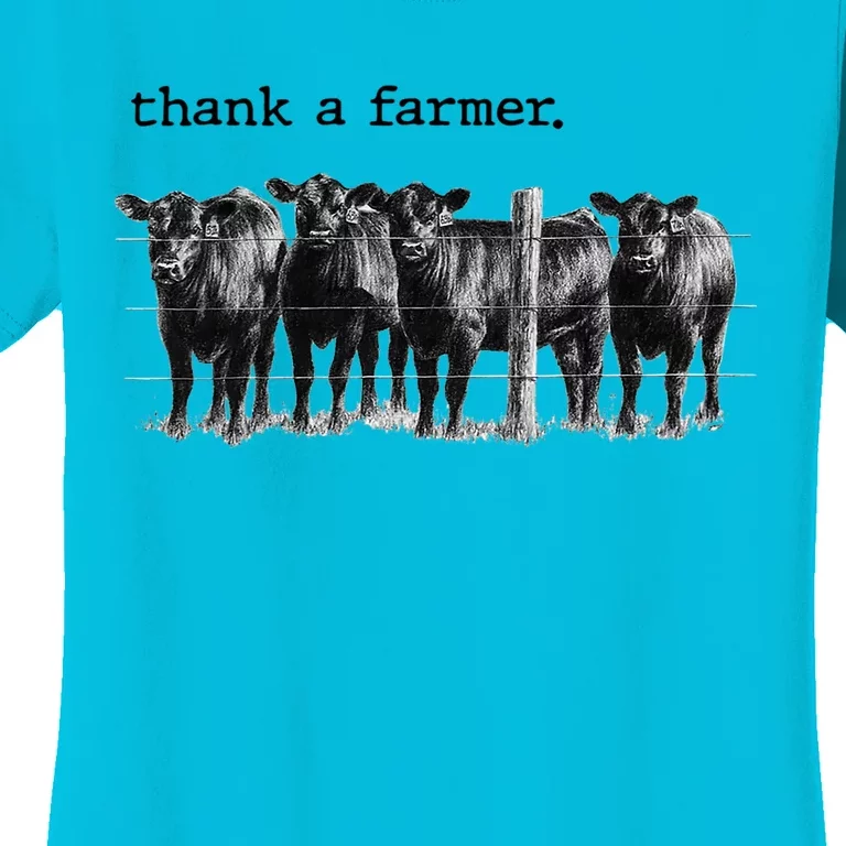 Thank A Farmer Cow Lover Heifer Lover Agriculture Outfit Great Gift Women's T-Shirt