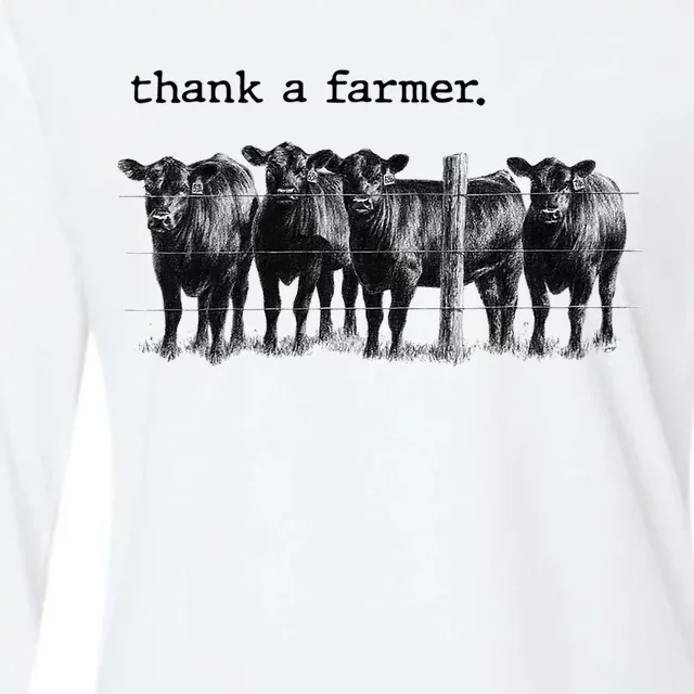 Thank A Farmer Cow Lover Heifer Lover Agriculture Outfit Great Gift Womens Cotton Relaxed Long Sleeve T-Shirt