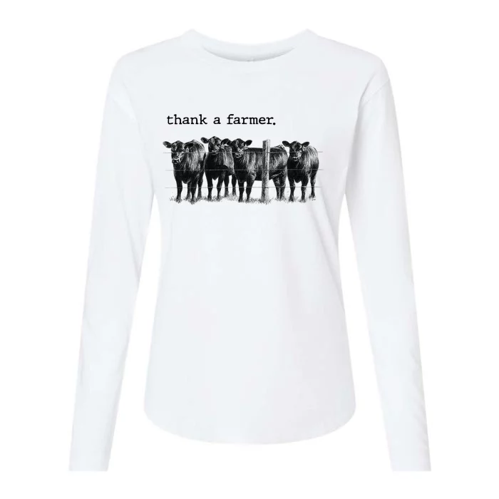 Thank A Farmer Cow Lover Heifer Lover Agriculture Outfit Great Gift Womens Cotton Relaxed Long Sleeve T-Shirt