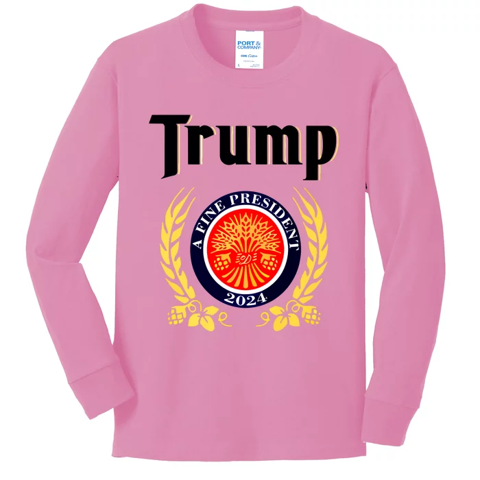 Trump A Fine President 2024 Kids Long Sleeve Shirt