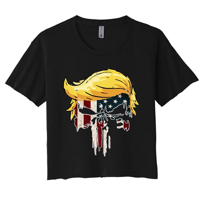 Trump American Flag 2024 Second Term Reelection Women's Crop Top Tee