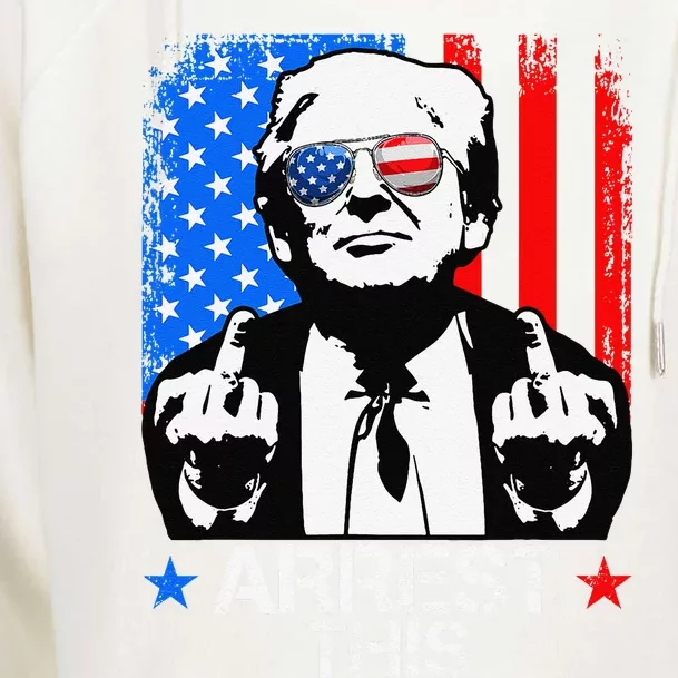 Trump Arrestthis Funny Trump 2024 Convicted Felon Usa Flag Womens Funnel Neck Pullover Hood