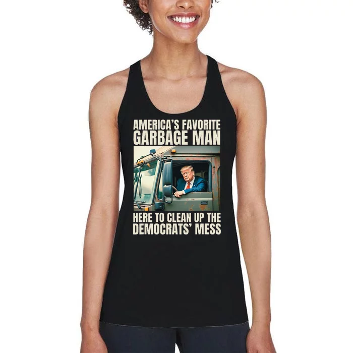 Trump AmericaS Favorite Garbage Man Trump In Trash Truck Women's Racerback Tank