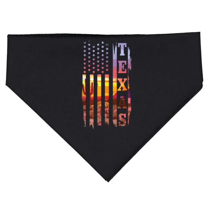 Texas American Flag Pride Landscape Cactus Patriotic Gift USA-Made Doggie Bandana