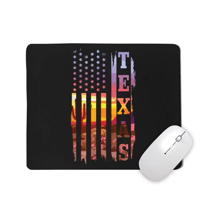 Texas American Flag Pride Landscape Cactus Patriotic Gift Mousepad