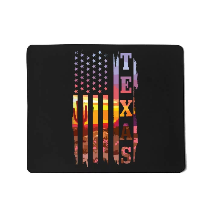 Texas American Flag Pride Landscape Cactus Patriotic Gift Mousepad