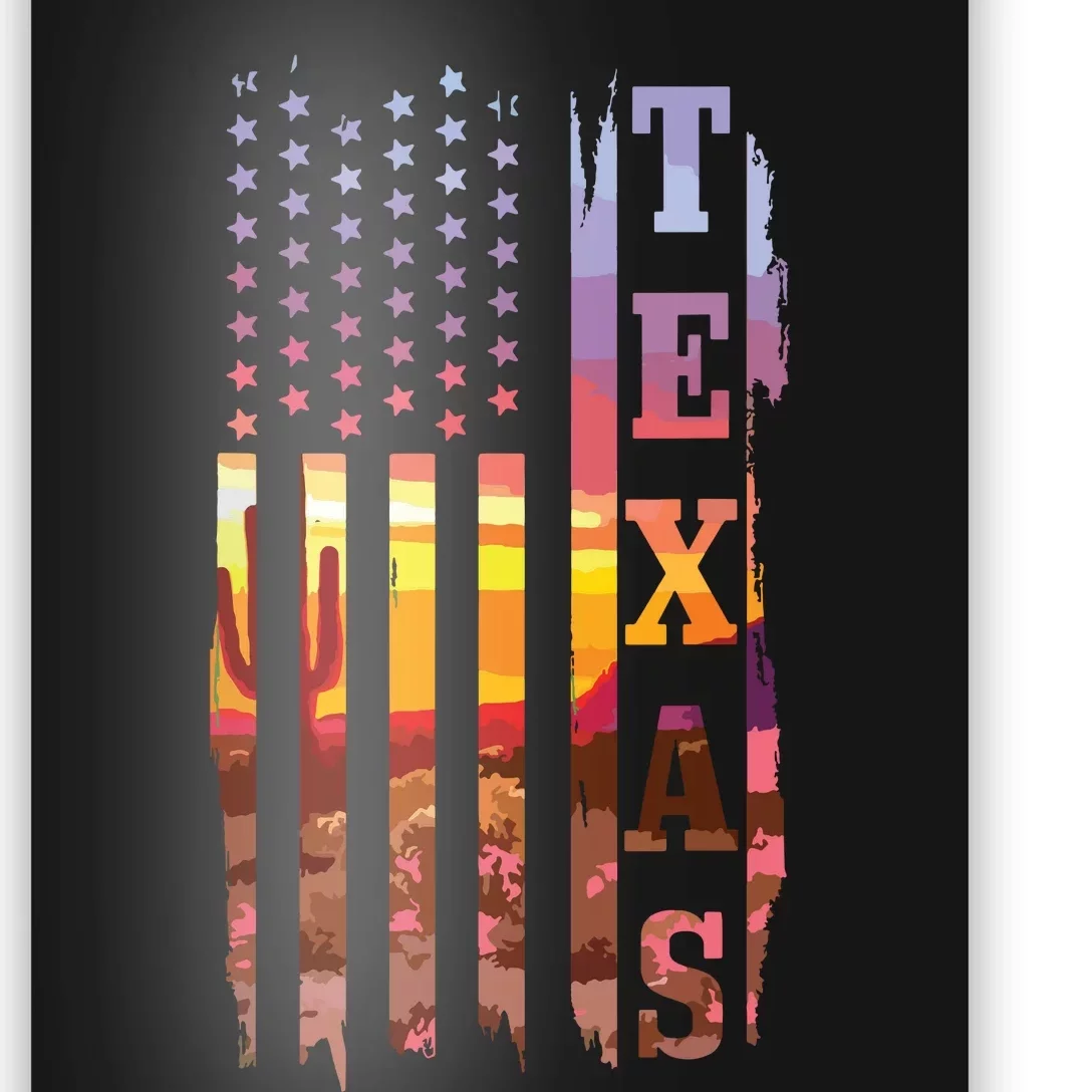 Texas American Flag Pride Landscape Cactus Patriotic Gift Poster