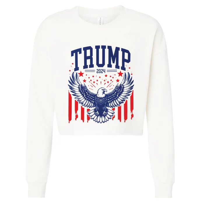 Trump American Flag Pro Trump America Cropped Pullover Crew