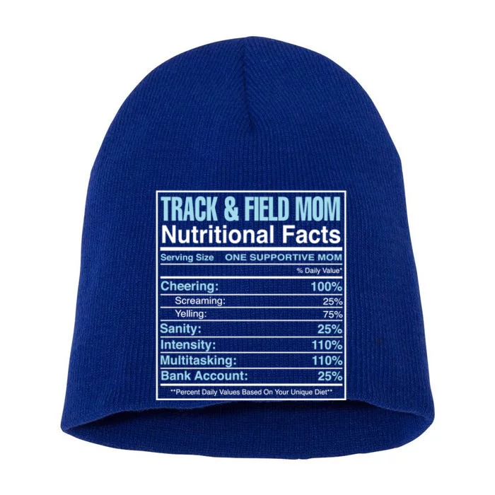 Track And Field Mom Nutritional Facts Marathon Runners Mama Gift Short Acrylic Beanie