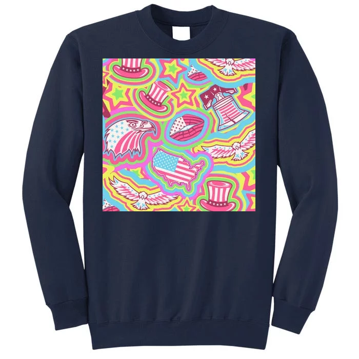 Trippy American Flag Pattern Tall Sweatshirt