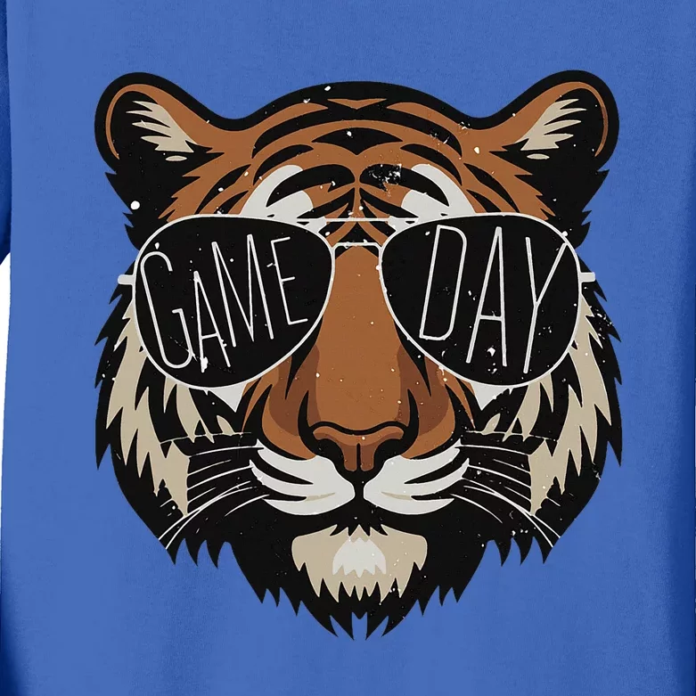 Touchdown American Football Game Day Thanksgiving Tiger Coo Kids Long Sleeve Shirt