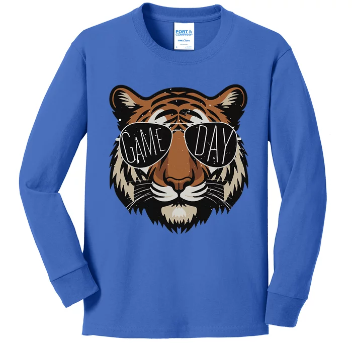 Touchdown American Football Game Day Thanksgiving Tiger Coo Kids Long Sleeve Shirt