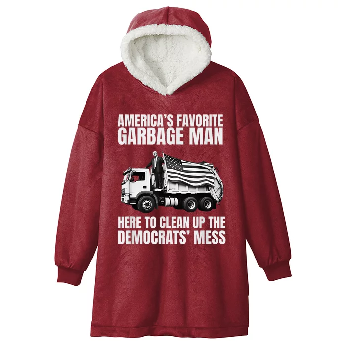 Trump AmericaS Favorite Garbage Man Trash Truck Photo Maga Hooded Wearable Blanket