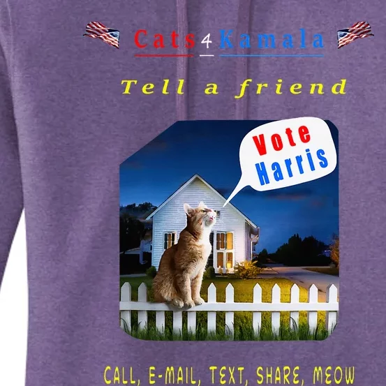 Tell A Friend Cat On A Fence Cats For Kamala Women's Pullover Hoodie