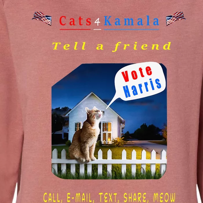 Tell A Friend Cat On A Fence Cats For Kamala Womens California Wash Sweatshirt