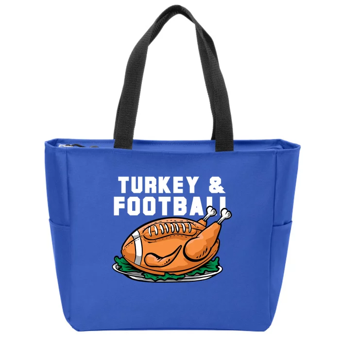 Turkey And Football Funny Thanksgiving Quarterback Meaningful Gift Zip Tote Bag