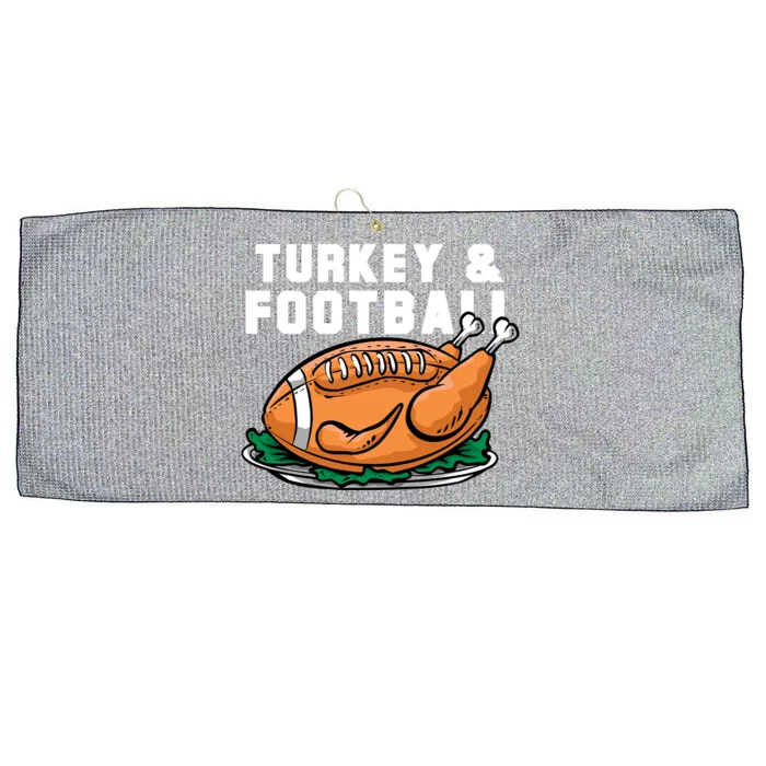 Turkey And Football Funny Thanksgiving Quarterback Meaningful Gift Large Microfiber Waffle Golf Towel