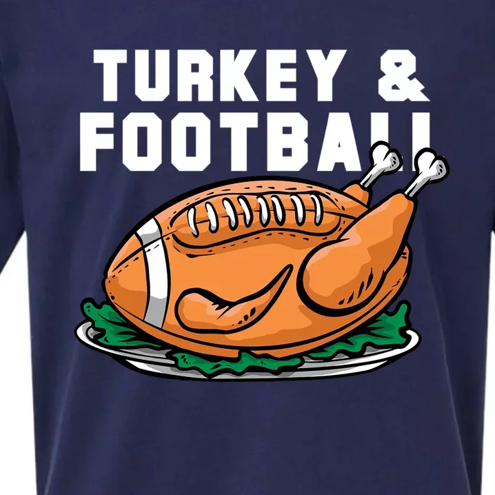 Turkey And Football Funny Thanksgiving Quarterback Meaningful Gift Sueded Cloud Jersey T-Shirt