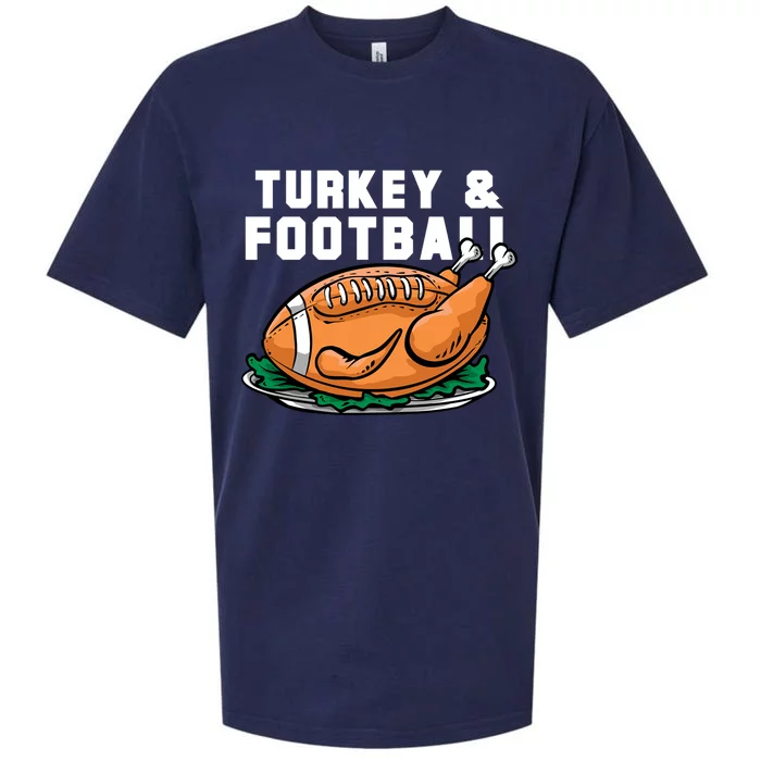 Turkey And Football Funny Thanksgiving Quarterback Meaningful Gift Sueded Cloud Jersey T-Shirt